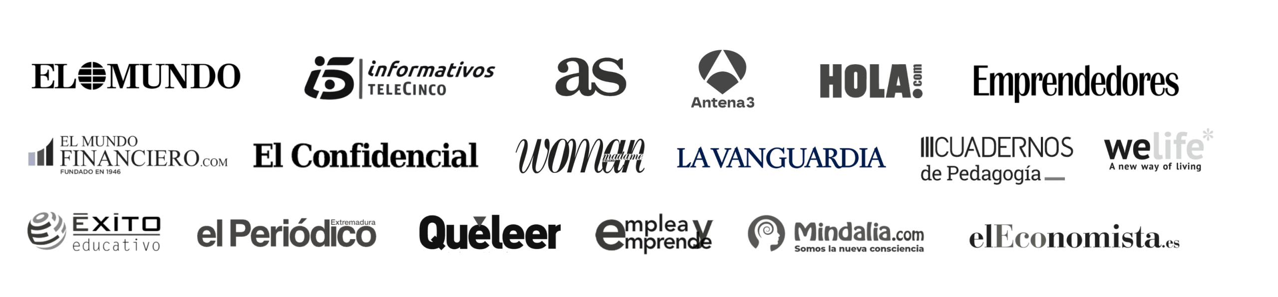 Logos de medios en los que ha aparecido el trabajo de Valeria Aragón.