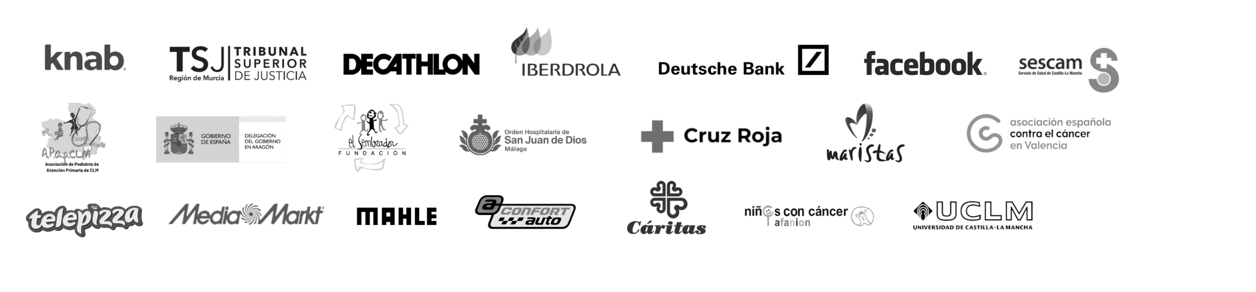 Logos de organizaciones y empresas con las que ha trabajado Valeria Aragón.